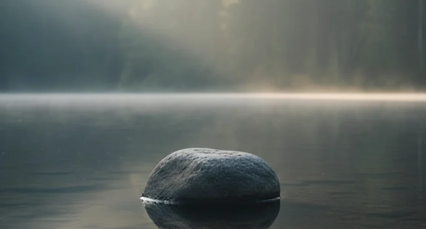 Still stone resting in calm water, symbolising emotional balance, inner calm, and stress and anger management counselling.