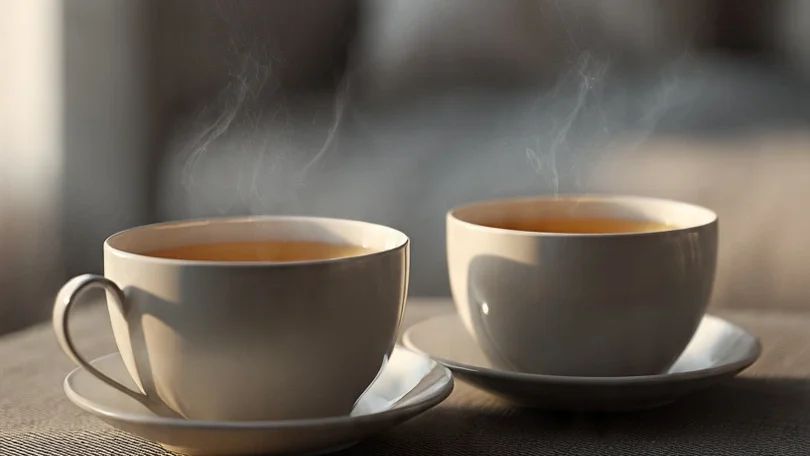 Two cups placed close together on a table in a calm setting, symbolising communication, connection, and relationship issues training.